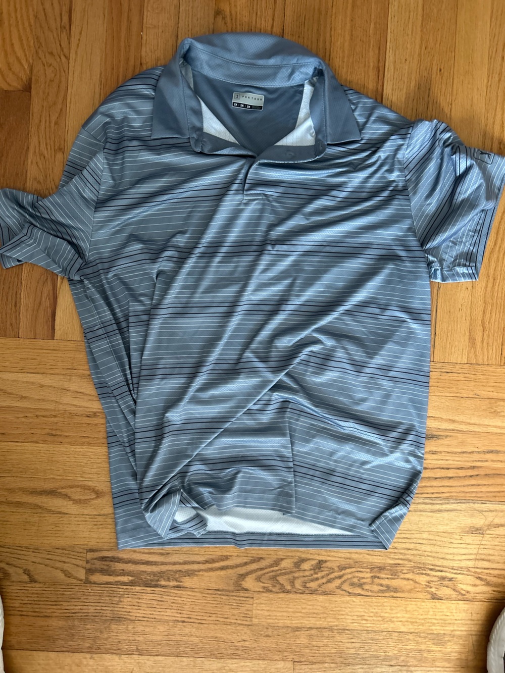 PGA Tour Blue Striped Performance Polo